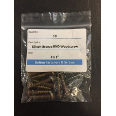 Silicon Bronze Round Head Slotted Woodscrew 8 x 1"