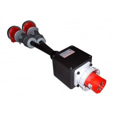 Rubber Box CUBE-01 63A 3PH Appliance In to 2 x 63A 3PH Couplers on 0.5m 16 sqmm 5 core HO7RNF Cable.