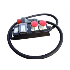 Rubber Box RUB1402 140 Box f/w: 63A 3PH Plug 2m Cable - 2 x 32A 3PH Out with MCBs.