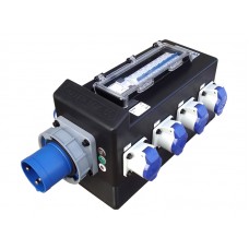 Rubber Box RUB185H1 185H Box f/w 63A 240v In to 8 x 16A 240v Out with MCBs & RCD.