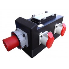 Rubber Box RUB185H3 185H Box f/w 63A 3PH In to 2 x 32A 3PH Out with MCBs & RCD.